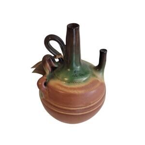 Vintage handmade Spanish Ceramica Ortega Artesania Clay 5" Vinegar Jar Vase Jug